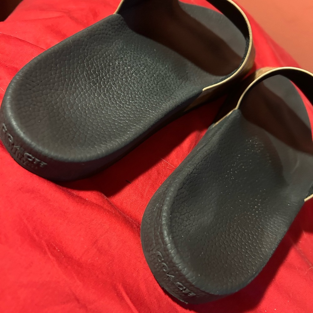 Coach Brown Patterned Slides - image 3